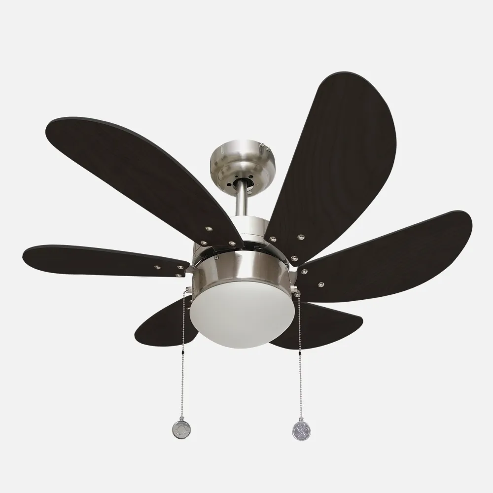 Ventilador Niquel Delfin 6 Aspas Wengue 1xe27 41x65 D