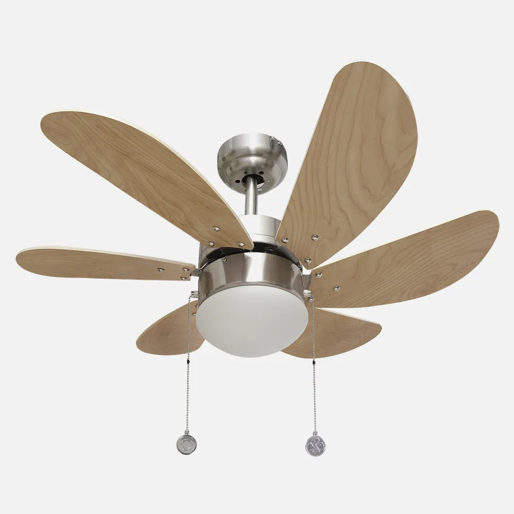 Ventilador Niquel Delfin 6 Aspas Haya 1xe27 41x65 D
