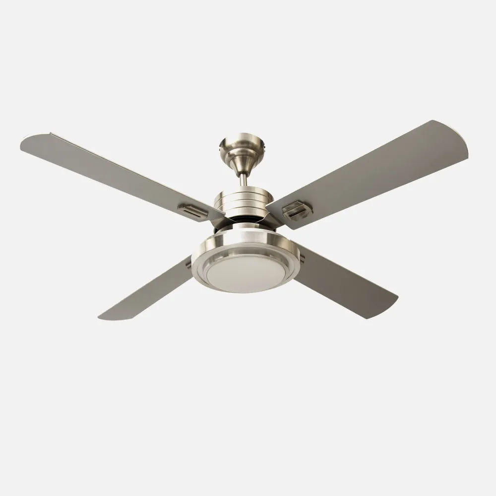 Ventilador Troya 20w 1800 Lumen 4 Aspas Control Remoto 44x132 D. 4000k Niquel
