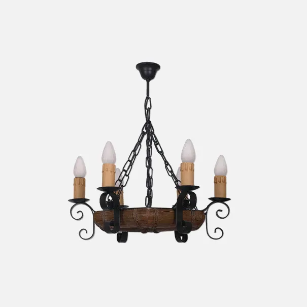 Lampara Serie Cedro Hexagonal 6xe27 Negro 50x52