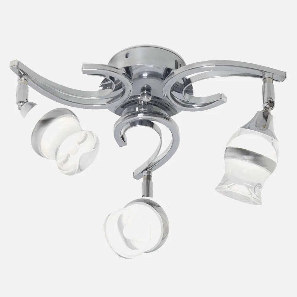 Lampara Zodiaco Cromo 3x5w Led 1200lm 4000k 22x33d