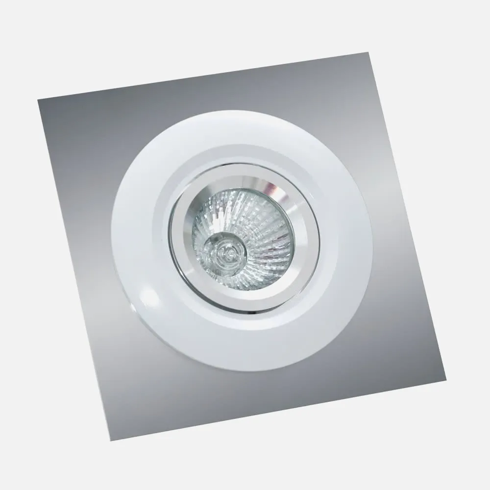 Aro Blanco Polifemo  Bicel Cuadrado 1xgu10 13x13