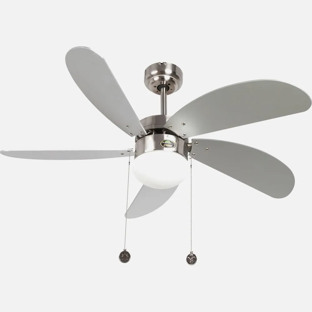 Ventilador Niquel Cibeles 5 Aspas Plata/haya 1xe27 107 D