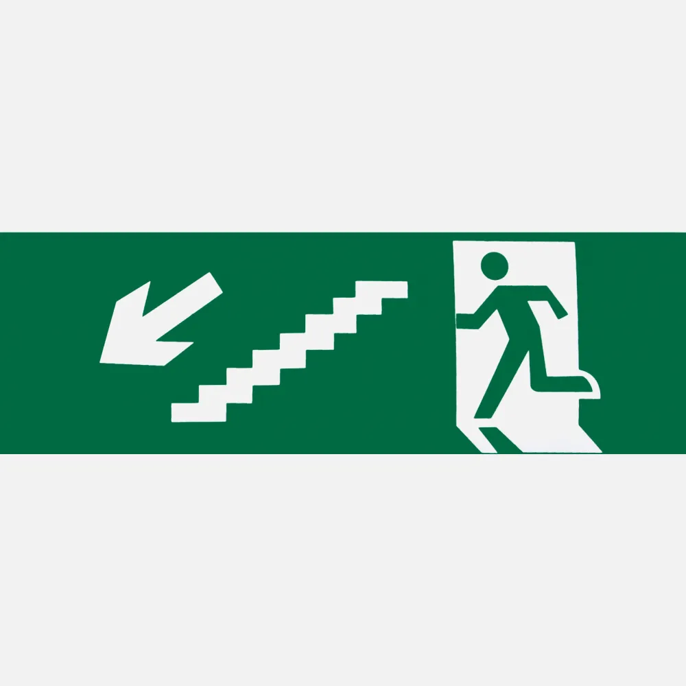 A124SAL-ESC-IZ-BAJ - Adhesivo Salida  Emergencia Escalera Izquierda   Bajada 6,5x20 Cm