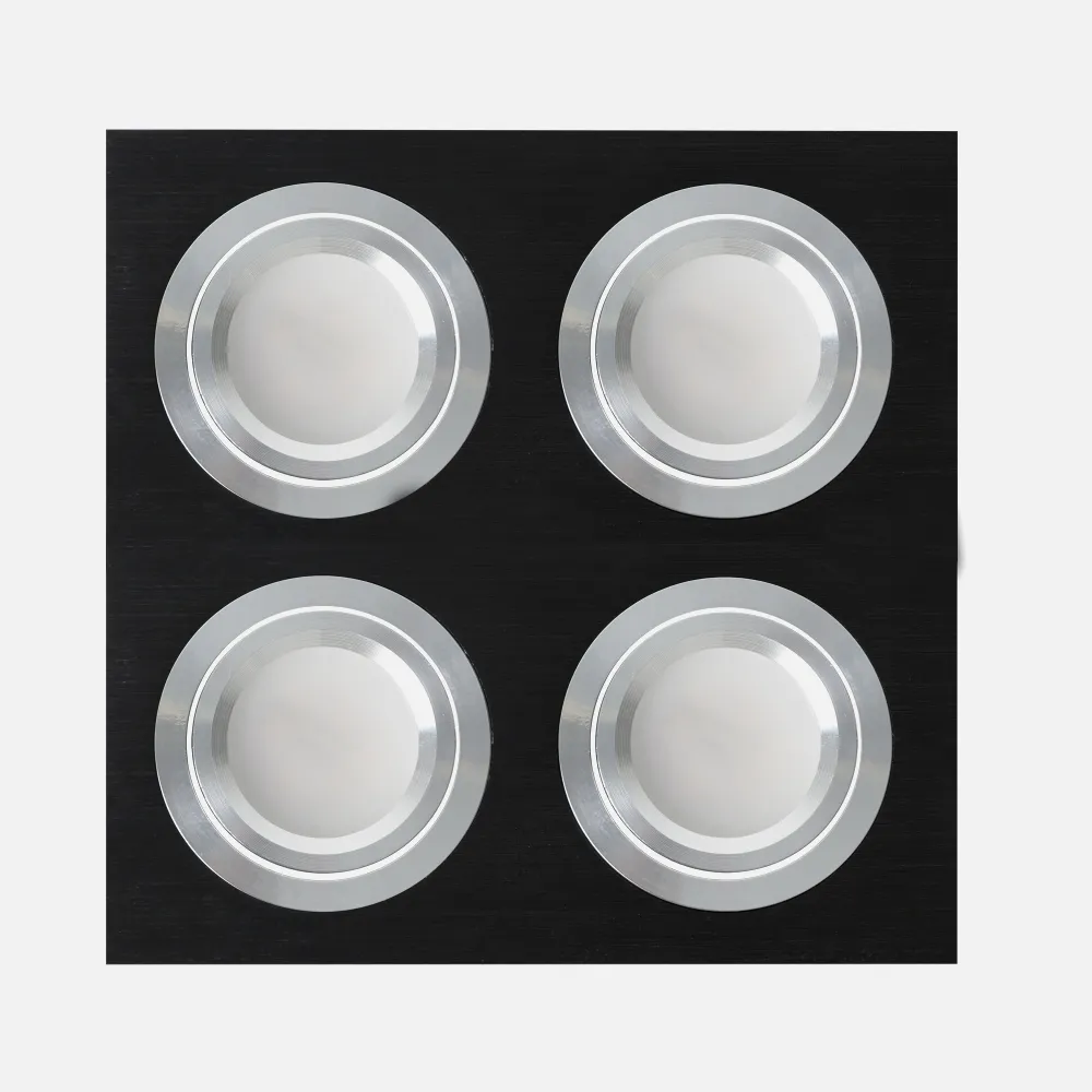 Plafon Foco Empotrar Negro/cromo 4xgu10 Incluida 24w 4000k 2400lm 17,5x17,5x2 Androide