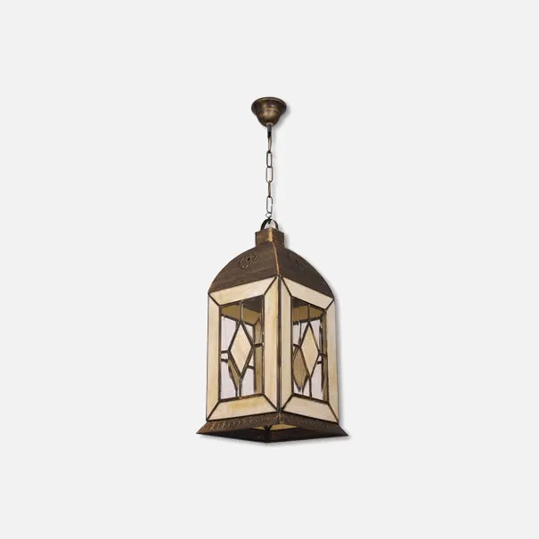 Farol Mediano Califa 1xe27 Oro Viejo/Beis Regx25x25 Cm