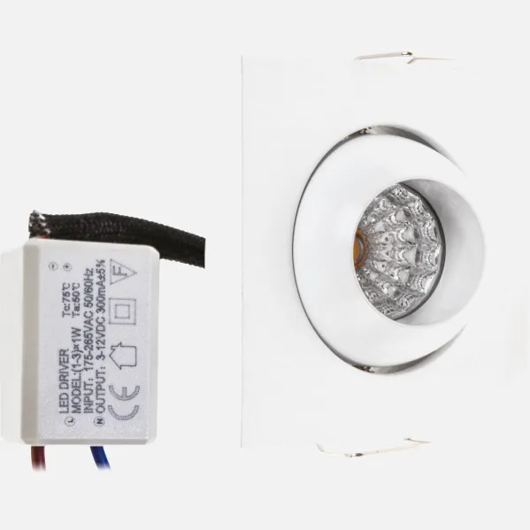 Recessed downlight Adjustable Cuad. 1w 4000k White Centavo 65lm 2,5x5x5 Cm Cut-out 4d Ip65