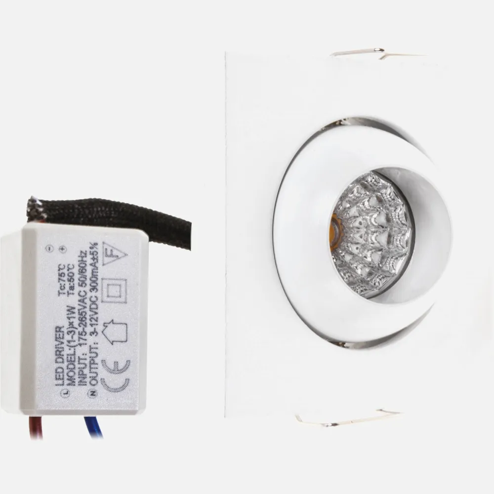 Empotrable Orientable Cuad. 1w 4000k Blanco Centavo 65lm 2,5x5x5 Cm Corte 4d Ip65